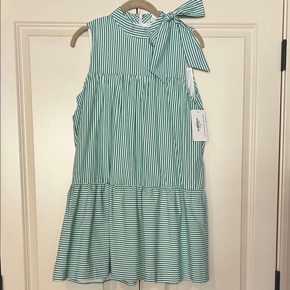 TCEC Green and White Striped Dress